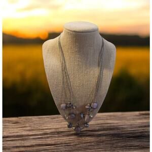 Three Strand Gold Tone Necklace with Purple and Gold Tone Beads21.99